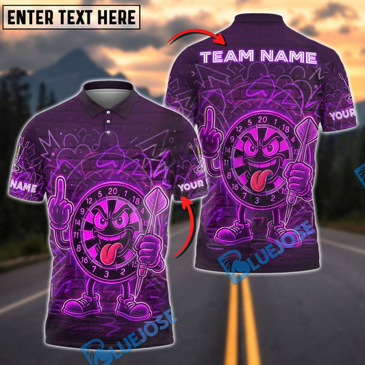 BlueJose Darts Angry Dartboard Neon Style Customized Name, Team Name 3D Shirt (4 Colors)