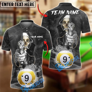 BlueJose Billiards Ball 9 Nun Reaper Shooter Customized Name, Team Name 3D Shirt