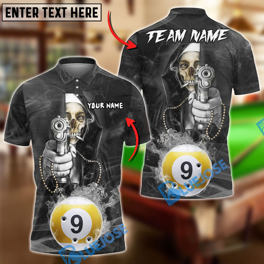 BlueJose Billiards Ball 9 Nun Reaper Shooter Customized Name, Team Name 3D Shirt