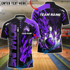 BlueJose Bowling & Pins Fire Dragon Strike Ball Customized Name, Team Name 3D Shirt (4 Colors)