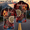 BlueJose Darts Statue of Liberty Skull Flame Multicolor Options Personalized Name Shirt (4 Colors)