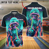 BlueJose Bowling And Pins Cat Neon Style Customized Name, Team Name 3D Shirt (4 Colors)