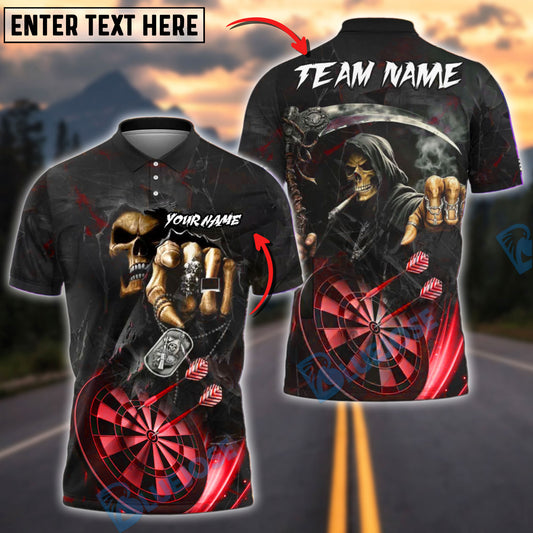 BlueJose Darts Skull Reaper Customized Name, Team Name 3D Shirt (4 Colors)