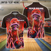 BlueJose Bowling And Pins Cat Neon Style Customized Name, Team Name 3D Shirt (4 Colors)
