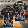 BlueJose Bowling And Pins Skull Strike Customized Name, Team Name 3D Shirt (4 Colors)