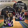 BlueJose Bowling And Pins Skull Strike Customized Name, Team Name 3D Shirt (4 Colors)