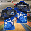 BlueJose Bowling Grid Splash Fire Customized Name, Team Name 3D Shirt (4 Colors)
