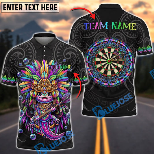 BlueJose Darts Lizard Warrior Tribal Headdress Personalized Name Shirt