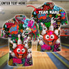 BlueJose Bowling Madness Graffiti Style Customized Name, Team Name 3D Shirt (4 Colors)