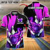 BlueJose Bowling And Pins Strike Flame Customized Name, Team Name 3D Shirt (4 Colors)