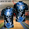 BlueJose Bowling And Pins Flaming King Smoke Skull Customized Name, Team Name 3D Shirt (4 Colors)