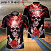 BlueJose Bowling And Pins Flaming King Smoke Skull Customized Name, Team Name 3D Shirt (4 Colors)