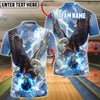BlueJose Bowling Majestic Bald Eagle Lightning Storm Talons Gripping Ball Customized Name, Team Name 3D Shirt (4 Colors)