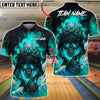 BlueJose Bowling Grim Reaper Skull Stacked Skulls Crown Flaming Smoke Customized Name, Team Name 3D Shirt (4 Colors)