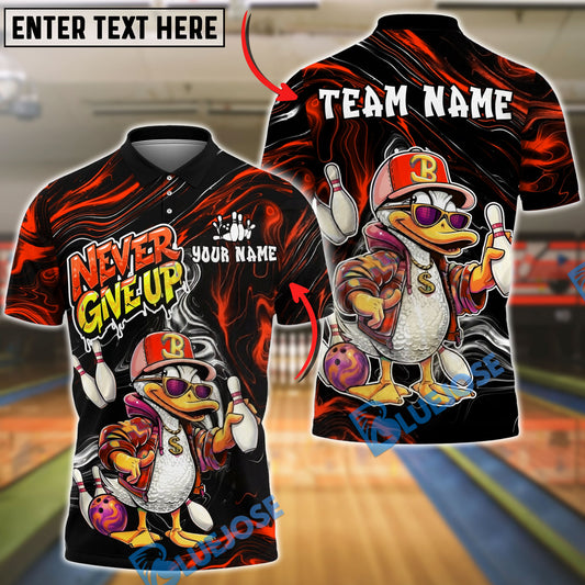 BlueJose Bowling Funny Duck Cartoon Character Urban Streetwear Vibrant Sportswear Customized Name, Team Name 3D Shirt (4 Colors)
