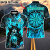 BlueJose Darts Gothic Witch Skull Fiery Zodiac Dartboard Design Personalized Name, Team Name Unisex Shirt (4 Colors)
