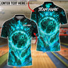 BlueJose Bowling And Pins  Cosmic Flame Lightning Ball Customized Name, Team Name 3D Shirt (4 Colors)