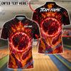 BlueJose Bowling And Pins  Cosmic Flame Lightning Ball Customized Name, Team Name 3D Shirt (4 Colors)