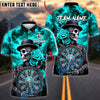 BlueJose Darts Skull Gothic Lightning Skull with Rose Dartboard Design Personalized Name, Team Name Unisex Shirt (4 Colors)