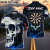 BlueJose Darts Skull Flame Art Personalized Name, Team Name Unisex Shirt (4 Colors)