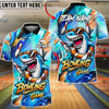 BlueJose Bowling And Pins Shark Cool Ocean Graffiti Design Customized Name, Team Name 3D Shirt (4 Colors)