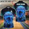 BlueJose Bowling And Pins Funny Flaming Neon Retro Sunset Graphic Customized Name, Team Name 3D Shirt (4 Colors)