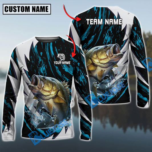 Bluejose Bass Fishing Fire Thunderstorm Name & Team Name 3D Shirts