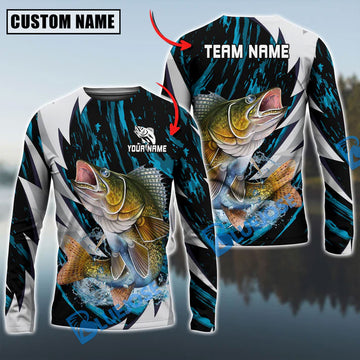 Bluejose Walleye Fishing Fire Thunderstorm Name & Team Name 3D Shirts