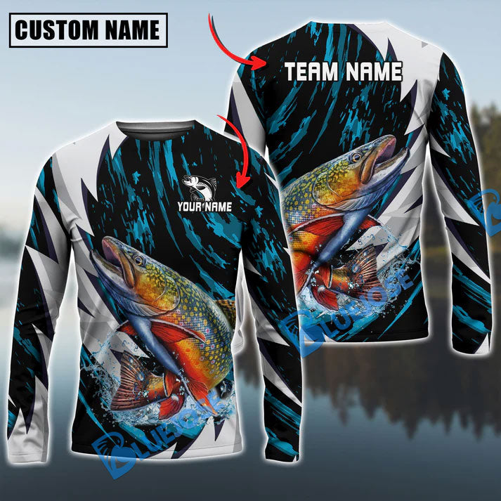 Bluejose Trout Fishing Fire Thunderstorm Name &amp; Team Name 3D Shirts