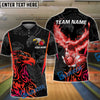 BlueJose Bowling And Pins Flame Eagle Customized Name, Team Name 3D Shirt (4 Colors)