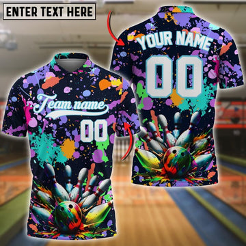 BlueJose Bowling Graffiti Paint  Customized Name, Number, Team Name 3D Shirt