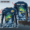 Bluejose Mahi-Mahi Fishing Navy Water Pattern Custom Name & Team Name 3D Shirts