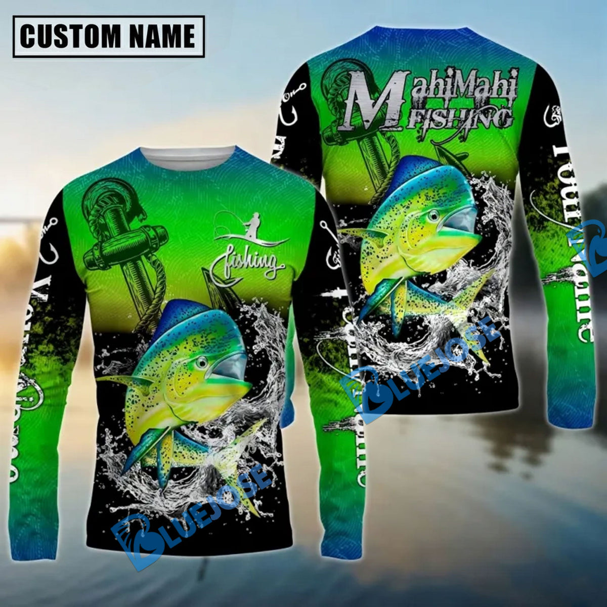 Bluejose Mahi Mahi Fishing Anchor Design Custom Name &amp; Team Name 3D Shirts
