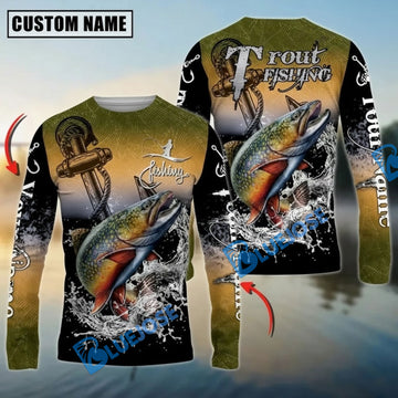 Bluejose Trout Fishing Anchor Design Custom Name & Team Name 3D Shirts