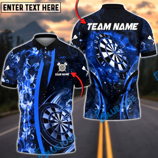 BlueJose Darts Flame Dartboard Fire Arrow Down Multicolor Options Personalized Name Shirt (4 Colors)