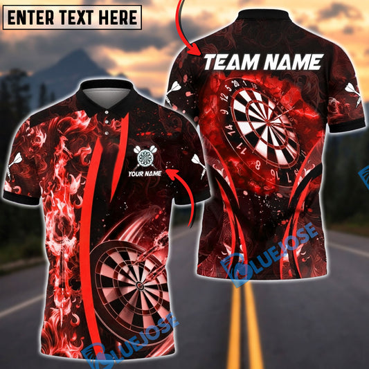 BlueJose Darts Flame Dartboard Fire Arrow Down Multicolor Options Personalized Name Shirt (4 Colors)