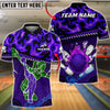 BlueJose Bowling & Pins Fire Flame Bowler Silhouette Customized Name, Team Name 3D Shirt (4 Colors)