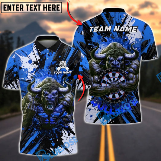 BlueJose Darts Minotaur Bullseye Blood Splatter Multicolor Options Personalized Name Shirt (4 Colors)