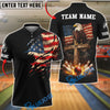 BlueJose Bowling Distressed American Flag Rip Shoulder & Eagle Cross Strike Art Personalized Name, Team Name 3D Shirt