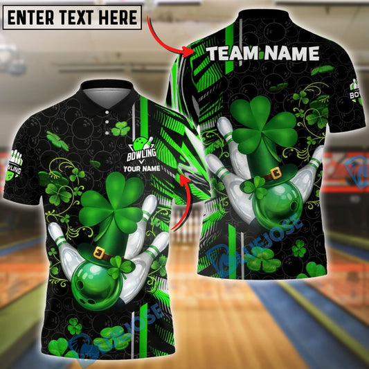 BlueJose Bowling St Patrick Irish Shamrock Lucky Hat Strike Art  Personalized Name, Team Name 3D Shirt