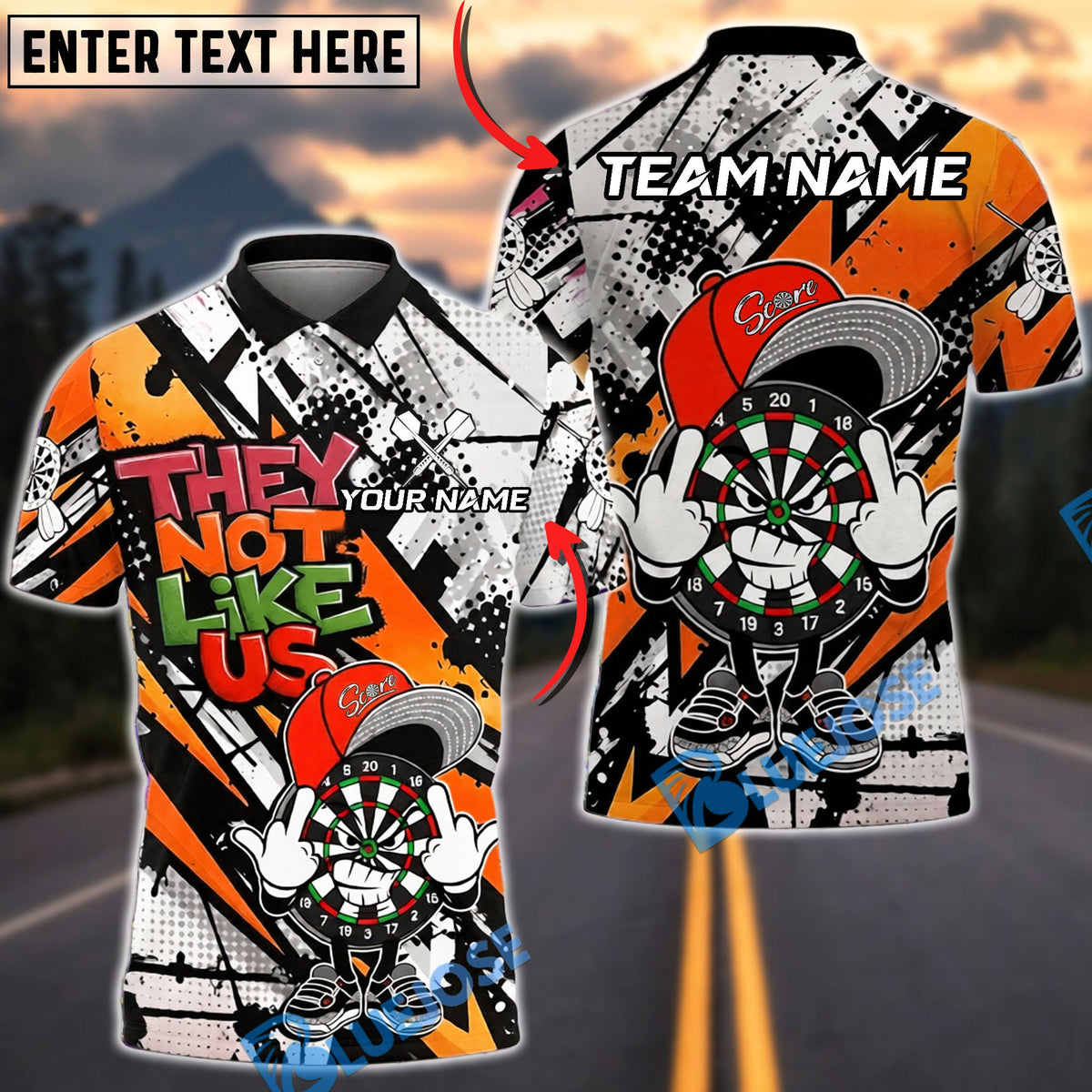 BlueJose Darts Dartboard Urban Graffiti Character They Not Like Us Multicolor Options Personalized Name Shirt (6 Colors)