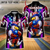 BlueJose Bowling & Pins American Flag Patriotic Eagle Strike Graphic Customized Name, Team Name 3D Shirt (4 Colors)