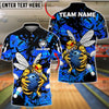 BlueJose Bowling & Pins Angry Bee Graffiti Splash Art Customized Name, Team Name 3D Shirt (6 Colors)