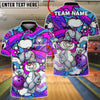 BlueJose Bowling & Pins Cool Bunny Cartoon Pop Art Colorful Customized Name, Team Name 3D Shirt (4 Colors)
