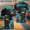 BlueJose Bowling & Pins Monkey Angry Cartoon Monkey Holding Bowling Ball Smoke Effect Customized Name, Team Name 3D Shirt (4 Colors)