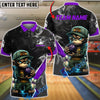 BlueJose Bowling & Pins Monkey Angry Cartoon Monkey Holding Bowling Ball Smoke Effect Customized Name, Team Name 3D Shirt (4 Colors)