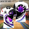 BlueJose Bowling & Pins Fire White & Black Customized Name, Team Name 3D Shirt (4 Colors)