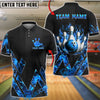 BlueJose Bowling & Pins Fire Graphic Flame Design Customized Name, Team Name 3D Shirt (4 Colors)