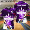 BlueJose Bowling & Pins 10 Pins Strike Maroon & White Graphic Customized Name, Team Name 3D Shirt (4 Colors)