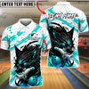 BlueJose Bowling & Pins Dark Wolf Fury Graphic Customized Name, Team Name 3D Shirt (4 Colors)